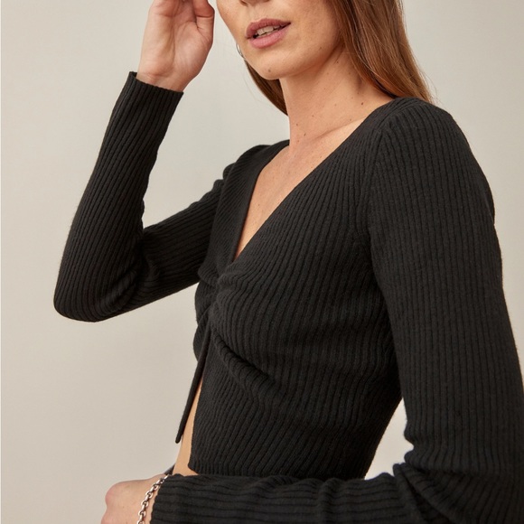 NEW Reformation Narciso Novelty Cashmere Sweater - Picture 2 of 7